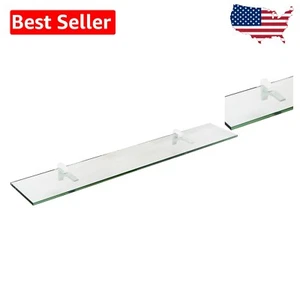 Stylish 6x33 Floating Glass Shelf in White - Contemporary Home Storage - Picture 1 of 3