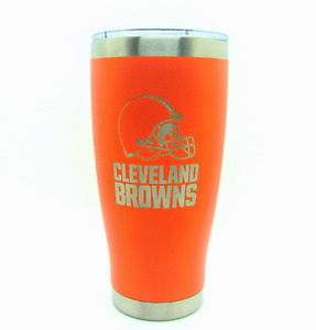 Cleveland Browns NFL 20 oz Etched Logo Stainless Steel Hot Cold Tumbler Orange