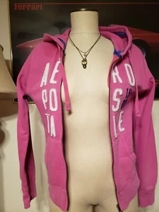 VINTAGE Y2K Aeropostale 1987 Hoodie Pink Full Zip Size M - Picture 1 of 8