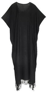 Black Women Caftan Kaftan Loungewear Maxi Plus Size Long Dress XL 1X 2X 3X 4X - Picture 1 of 4