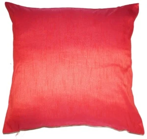 Red 24" Square Large Dupioni Silk Solid Cushion Cover Decorative Pillow Throw - Picture 1 of 5