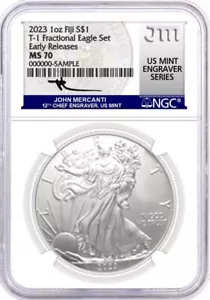 2023 Fiji 1 oz Type 1 Silver Eagle NGC MS70 Early Releases Mercanti Signature - Picture 1 of 2