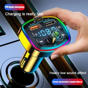 Car Wireless FM Transmitter Adapter Bluetooth 5.0 2USB Hands-Free Charger Z0E3 - Afbeelding 1 van 19