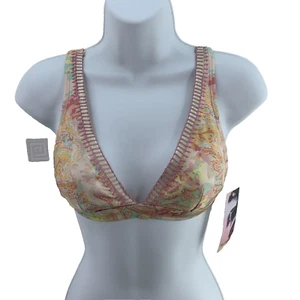 River Island Plunge Bikini Top, Size UK 6, Pink Paisley Floral RRP £28 - Picture 1 of 15