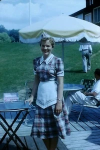 1950's Red Border Slide, Young Waitress wearing period uniform - Picture 1 of 1
