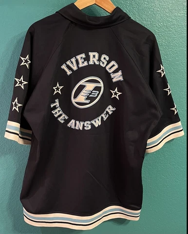 Reebok Limited Edition Allen Iverson I3 Button Warmup Jacket Black Medium Navy Cover