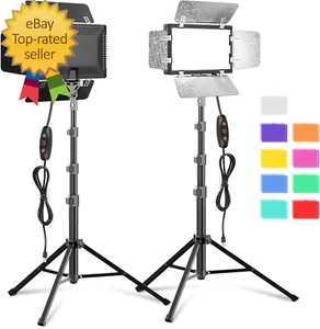2 Pack LED Video Photography Lighting Kit with 54'' Tripod Stand, Dimmable 5600K - Picture 1 of 12