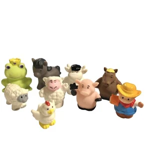 Fisher Price Little People Animals Cow, 2 Horse, Rooster, Pig, 2 Sheep, Farmer=9 - Picture 1 of 6