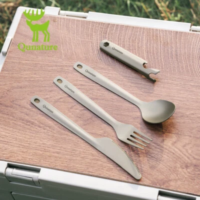 Qunature Titanium Tablewares Knife Spoon Chopsticks Fork Set Picnic Camping - Image 1 of 4