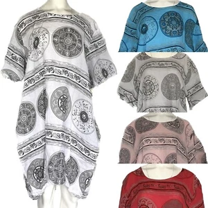 T BY TRASNPARENTE Donna Lino Tunica Medaglione Palloncino Stile Made in Italy - Foto 1 di 12