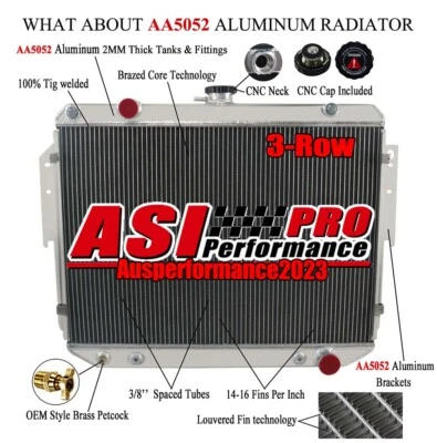 3 Rows Aluminum Radiator For 1998-2003 Dodge B150 250 350 RAM 1500 2500 3500 ASI Foto 1 de 4