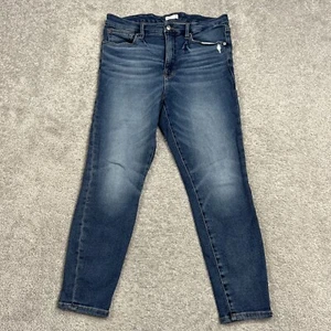 Good American Jeans Womens 14/32 High Rise Crop Skinny Distressed Blue 33x27 - Picture 1 of 16