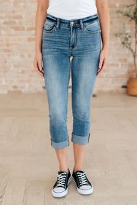 Judy Blue Skinny Fit Capri Jeans Mid Rise blau Denim Bündchen Damengröße 1/25 neu mit Etikett - Bild 1 von 24