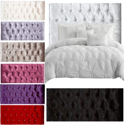 MANCHESTER BEDS & UPHOLSTERY BED CHESTERFIELD HEADBOARD CRUSH VELVET 24" HIGH BED Head SINGLE DOUBLE KINGSIZE