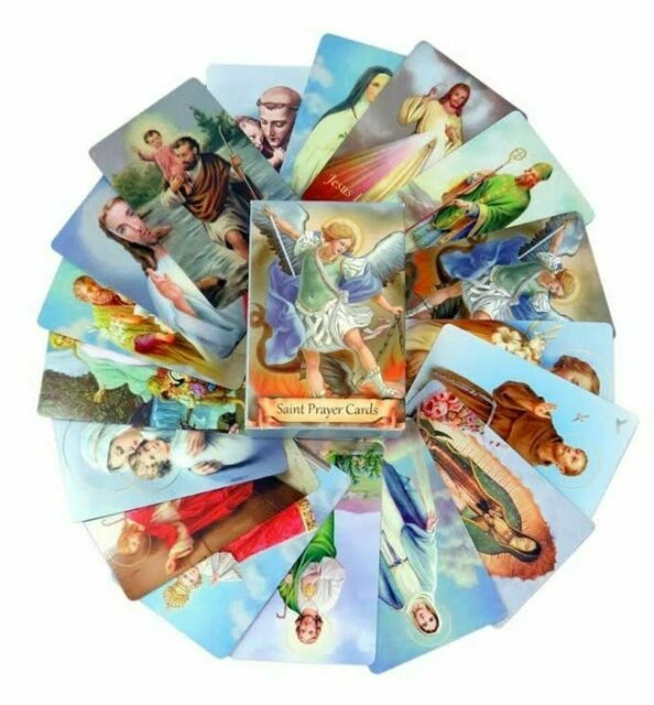 Autom Assorted Holy Cards with Catholic Saints and Prayers - Pack of 54