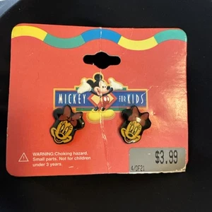 Disney Mickey For Kids Minnie Mouse Earrings Original Card Unworn Vintage - Picture 1 of 4