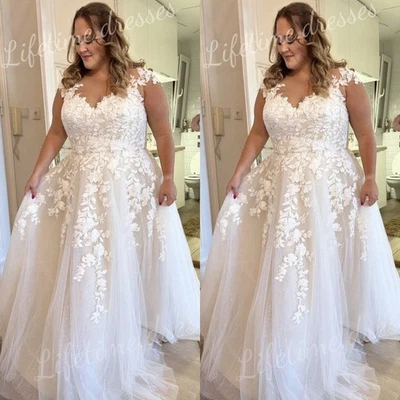 Plus Size Wedding Dresses Summer Tulle Beach Elegant V Neck 2025 Bridal Gowns - Image 1 of 4