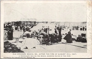 1907 OLD ORCHARD BEACH Maine FIRE Disaster Postcard "Temporary Spa on the Beach" - Picture 1 of 2