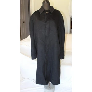 VTG Brooks Brothers Cashmere Loro Piana Coat Long Black Jacket Size 42US Button - Picture 1 of 9