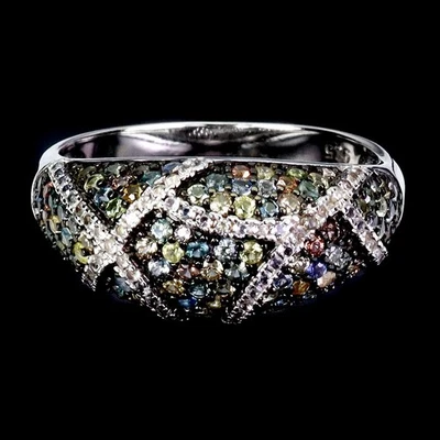 Anillo de plata de ley 925 zafiro redondo corte diamante topacio blanco piedras preciosas talla 7 Foto 1 de 4