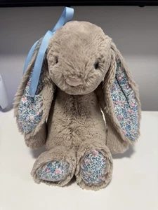 Jellycat Medium Beige Blue Ear Blossom Bunny NWOT - Picture 1 of 6