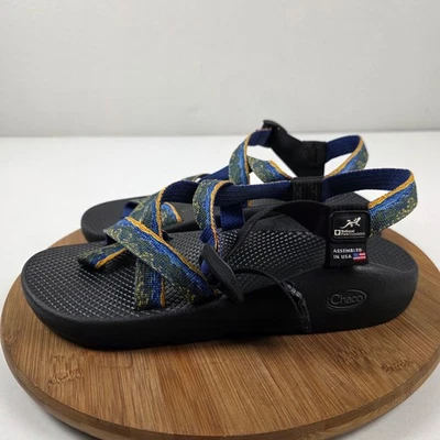 Sandalias clásicas Chaco Z1 para hombre negras azules amarillas correas tejidas ajustables talla 9 Foto 1 de 4