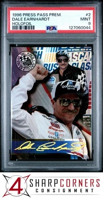 1996 PRESS PASS PREMIUM HOLOFOIL #2 DALE EARNHARDT HOF POP 5 PSA 9 - Image 1 of 2