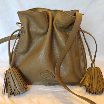OrYany Women's Brown Leather Shoulder Bag Drawstring Tassel Purse - Image 1 of 4