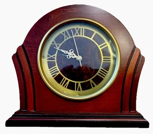 The Bombay Company Desk Alarm Clock 2003 Wooden Mantle MCM Art Deco Shape Mint - Picture 1 of 4