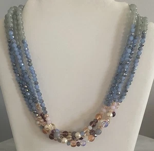 Beautiful Talbots Multi Strand Multi Colored Crystal Beaded Necklace 22” - Picture 1 of 5