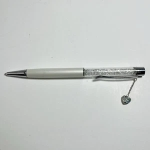 Swarovski Kristall Kugelschreiber Herz Anhänger Schwarz Tinte Silber Metall - Bild 1 von 4