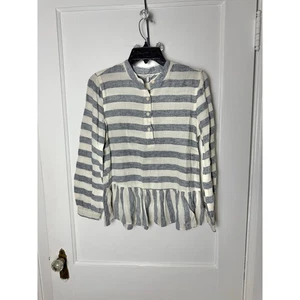 Lucky Brand Popover Top Damen klein blau weiß gestreift Küste Schößchen luftig - Bild 1 von 8