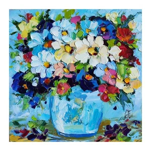 original oil painting Daisy wildflowers artwork Floral small wall art 8*8 inch - Picture 1 of 13