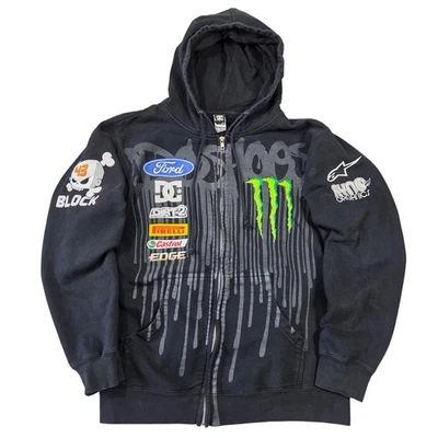 Monster Energy DC Zapatos Ford Racing Cremallera Sudadera con Capucha Talla S Y2k Ken Block Punk - Imagen 1 de 4