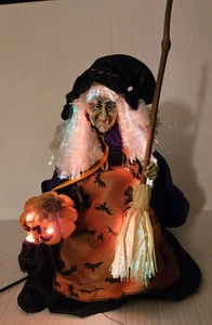 Vintage 13" Fiber Optic Halloween Witch Decoration  Original box WORKS Light Up - Picture 1 of 23