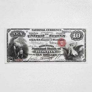 10 Dollars 1864 US Boston National Currency Reproduction Banknote Fr US# 409 - Picture 1 of 4