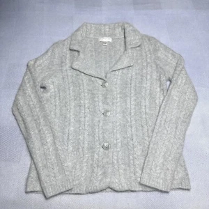 Kenar Gray Angora Rabbit Hair Blend Cable Knit Cardigan Sweater Women’s Sz Large - Picture 1 of 12