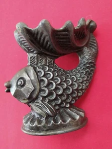Soviet vintage metal ashtray "Fish with a shell" Figurine fish USSR - Picture 1 of 12