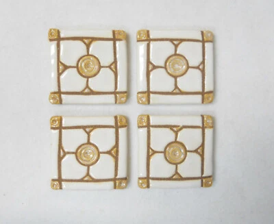 DOGWOOD MOSAIC TILES 手工制作陶瓷灌浆工艺瓷砖白色/米色 4 件套 — 第 1/3 张图片