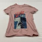 Cat & Jack Kids Youth Xs Extra Small 4/5 Pink T-Shirt Shark Bait Graphic Cotton