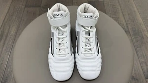 PRADA Genuine Montana Calf Leather High top Sneakers White US9 - Made in ITALY - Picture 1 of 14