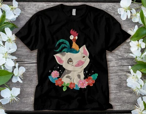 Disney Moana HeiHei Rooster Pua Flowers Unisex T shirt Adult Shirt T-shirt 8696 - Picture 1 of 3