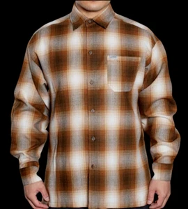 CALTOP CONGAC RUST  OMBRE  SHIRT OLD SCHOOL OG  LOWRIDER CHICANO BIKER FLANNEL  - Picture 1 of 1