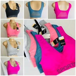 Wirefree Sports Bras 3/6 Bra Yoga Active Wear Plus Size Seamless Comfy Vest 330P - Picture 1 of 10