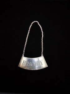 vintage 830 Silver Brandy Decanter Liquor Bottle Tag Label - Picture 1 of 4