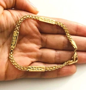 18K GOLD PLATED BISMARK BRACELET 7.25" ADULT/ PULSERA GOLD FILLED 7.25" - BR113 - Picture 1 of 6