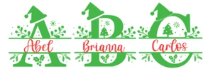Christmas Custom Name Decal Personalized Vinyl Sticker Alphabet Split Monogram - Picture 1 of 8