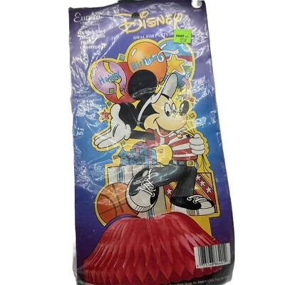 Vintage Disney Mickey Mouse Birthday Honeycomb Centerpiece 11 Inch Sports 90s - Image 1 of 4