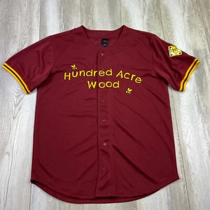Disney Winnie The Pooh Baseball Jersey Large Red Hundred Acre Wood Embroidered - Picture 1 of 11