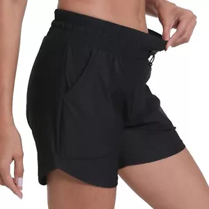 Running Shorts for Women with Liner Athletic Sport Pants Medium, Black - Picture 1 of 6